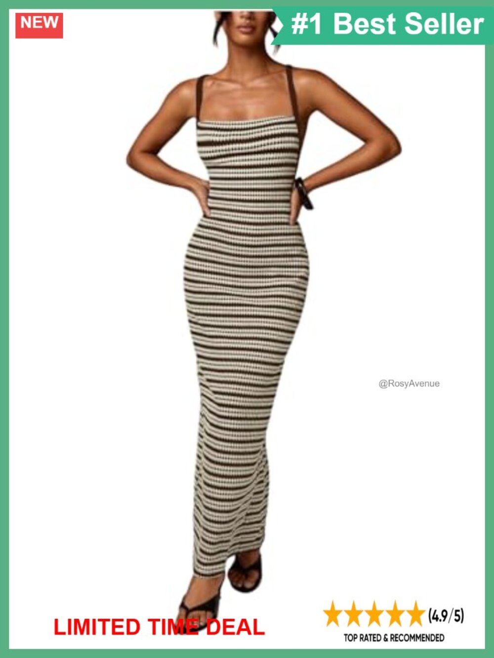 Women's Striped Crochet Maxi Dress Backless Bodycon Sleeveless Coverup